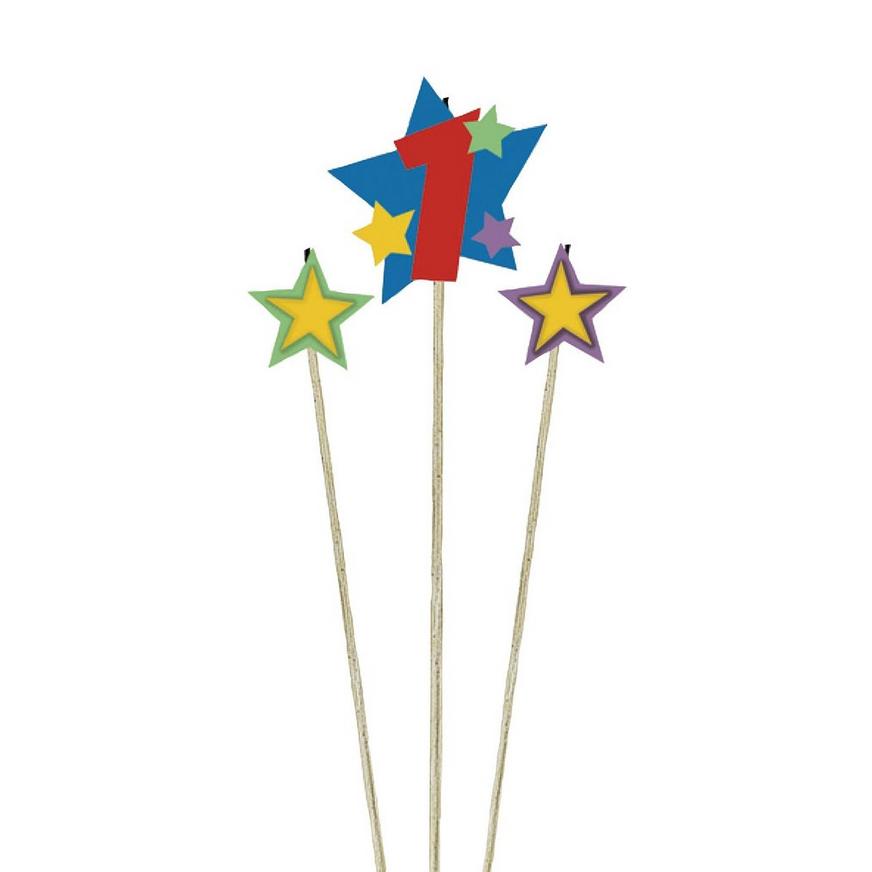 Number 1 Star Birthday Toothpick Candle Set 3pc